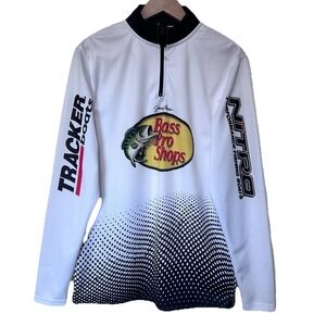 Bass Pro Shops Performance Quarter Zip Nitro Tracker Boats Fishing Size S White